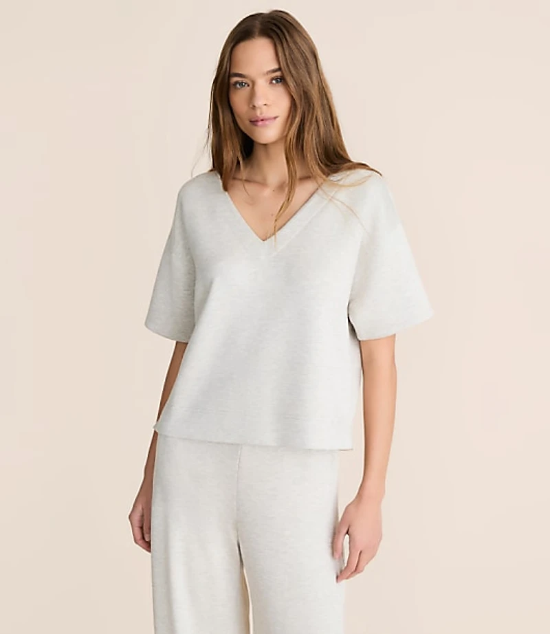 Lou & Grey Heathered Scubasoft Dolman V-Neck Tee