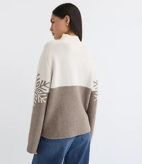 Petite Snowflake Modern Mock Neck Sweater