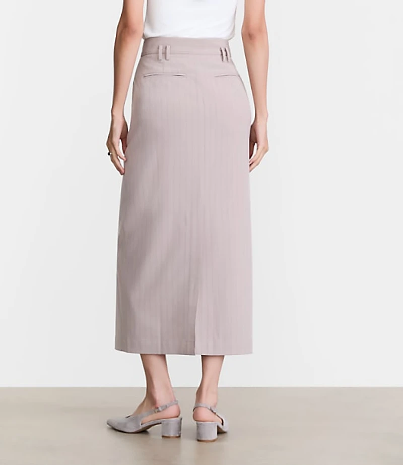 LOFT Versa Seasonless Stretch Trouser Midi Pocket Skirt Stripe