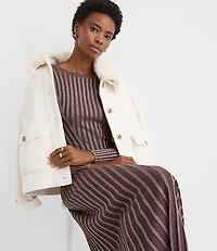 Petite Shimmer Ribbed Mock Neck Maxi Sweater Dress