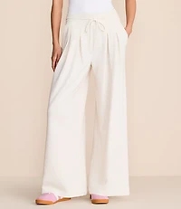Lou & Grey Heathered Cozy Cotton Pleated Wide Leg Pants