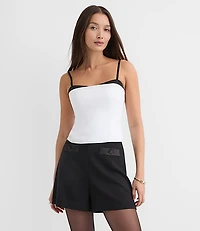 Petite Satin Trim Strappy Bustier Top