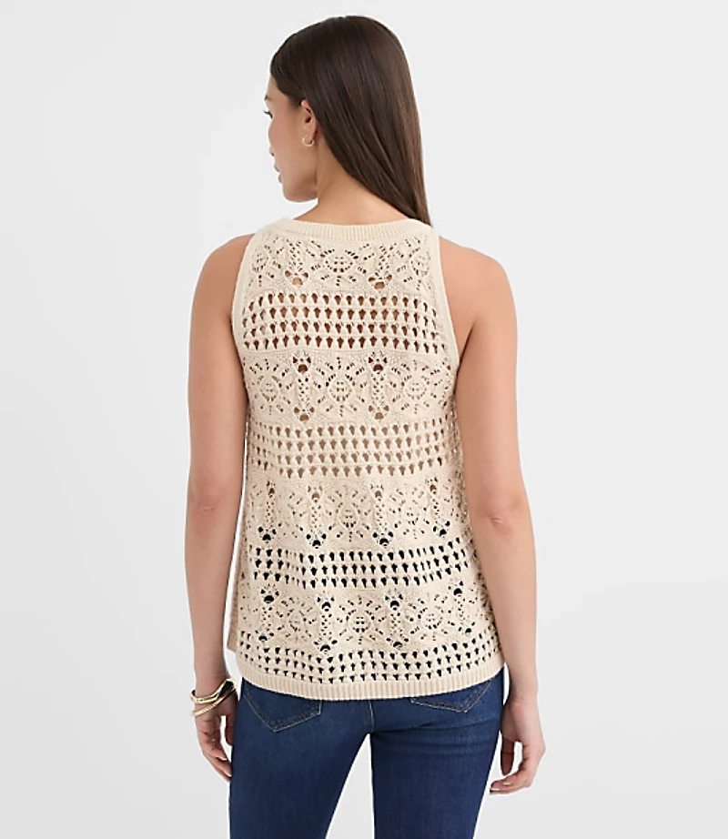 Mosaic Pointelle Sweater Tank Top