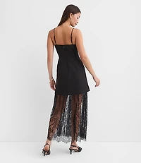Petite Chantilly Lace Mixed Media Maxi Dress