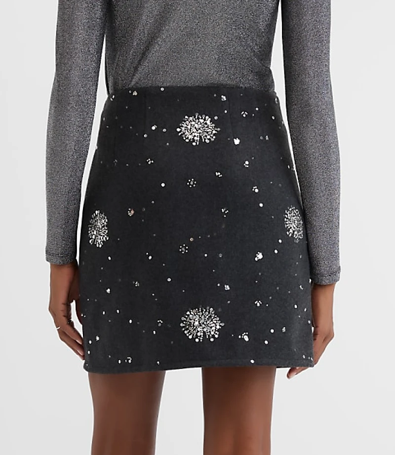Petite Sequin Embellished Mini Skirt