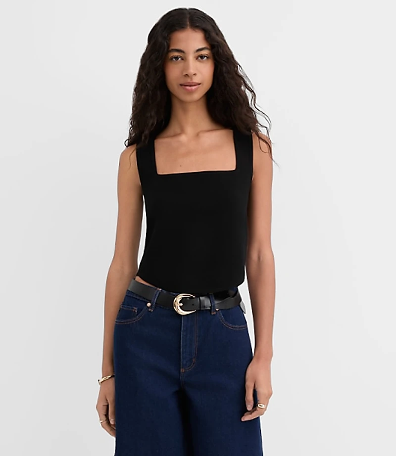 Square Neck Sweater Tank Top