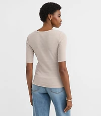 Stripe Perfect Ribbed Elbow Sleeve Tee
