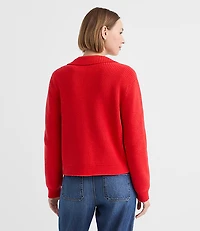 Ribbed Button Tab Sweater Jacket