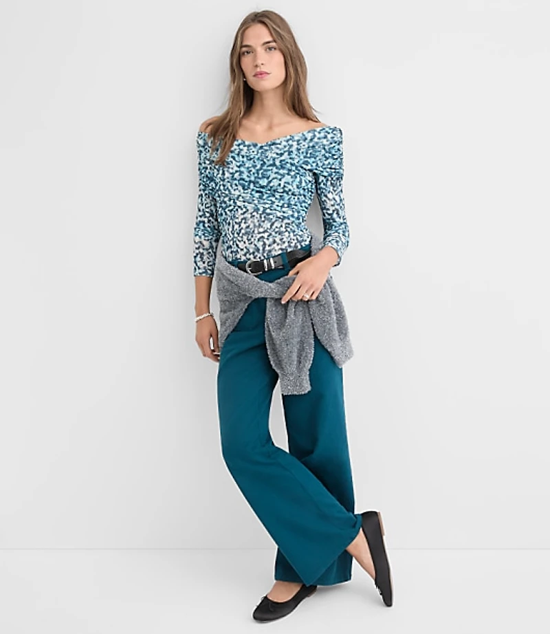 Geo Mesh Ruched Off The Shoulder Top