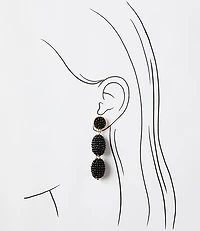 Beaded Triple Drop Statement Earrings