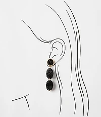 Beaded Triple Drop Statement Earrings
