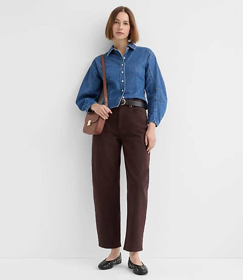 Barrel Sleeve Denim Shirt Classic Mid Wash