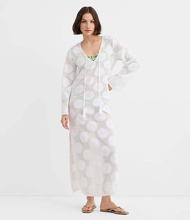 LOFT Beach Daisy Mesh Jacquard Maxi Swimsuit Coverup