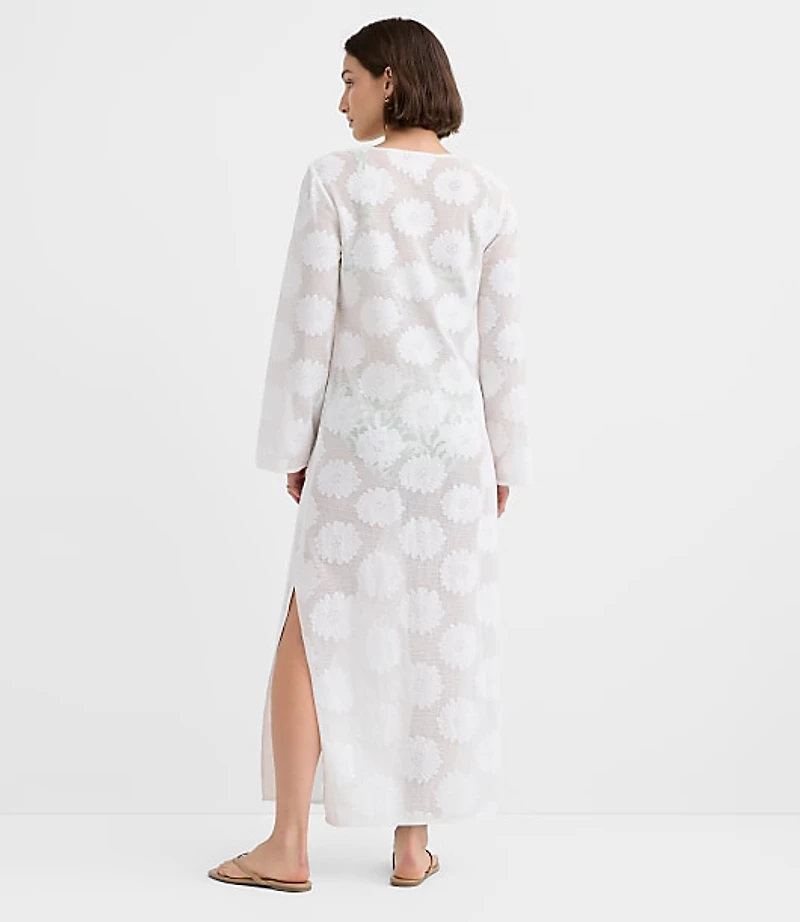 LOFT Beach Daisy Mesh Jacquard Maxi Swimsuit Coverup