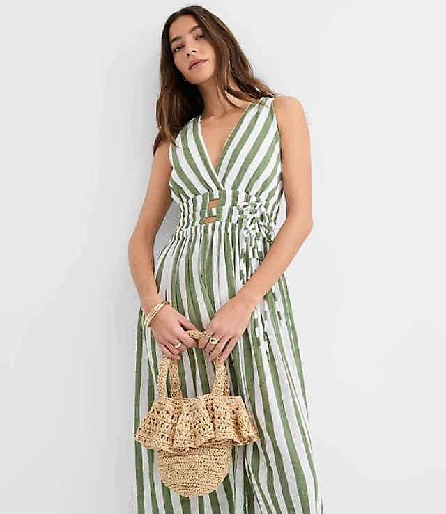 LOFT Beach Striped Cutout Side Tie Midi Dress at Hamilton Place in Chattanooga, TN