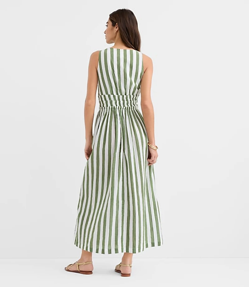 LOFT Beach Striped Cutout Side Tie Midi Dress