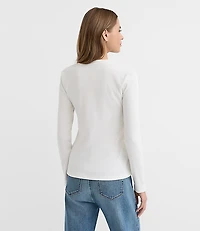 Petite Metallic Button Henley Top