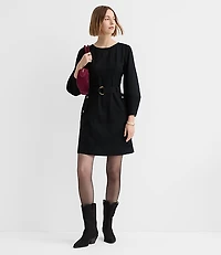 Seamed Twill Belted Mini Pocket Dress