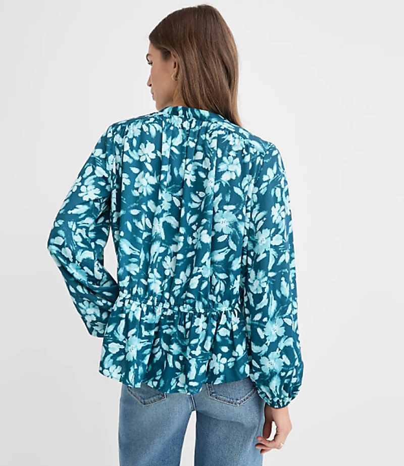 Petite Floral Gathered Peplum Blouse
