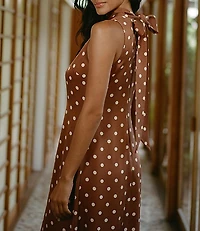 French Connection Ennis Satin Polka Dot Midi Dress