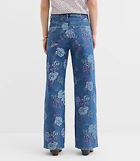 Curvy High Rise Wide Leg Jeans Floral