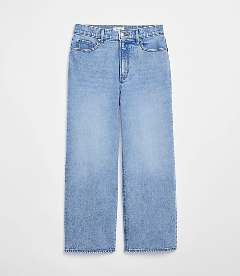 Rivete Curvy High Rise Wide Leg Crop Jeans Mid Wash