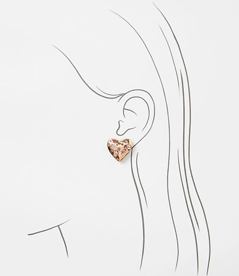 Scattered Crystal Heart Earrings
