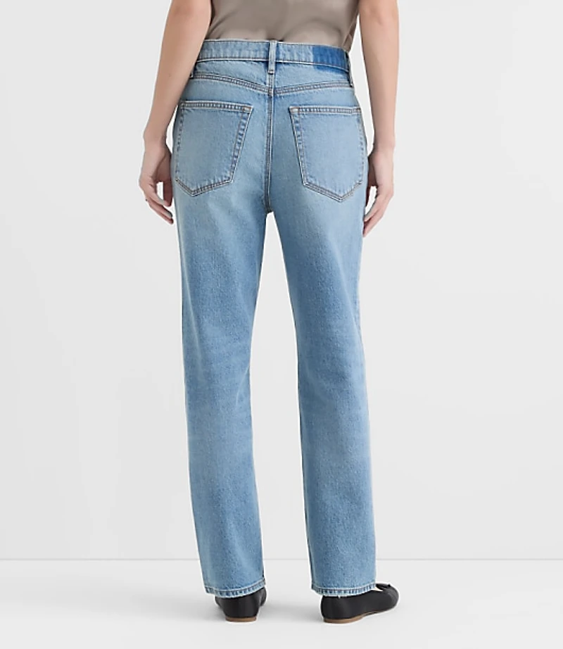 Rivete Petite Curvy High Rise Straight Jeans Aura Wash