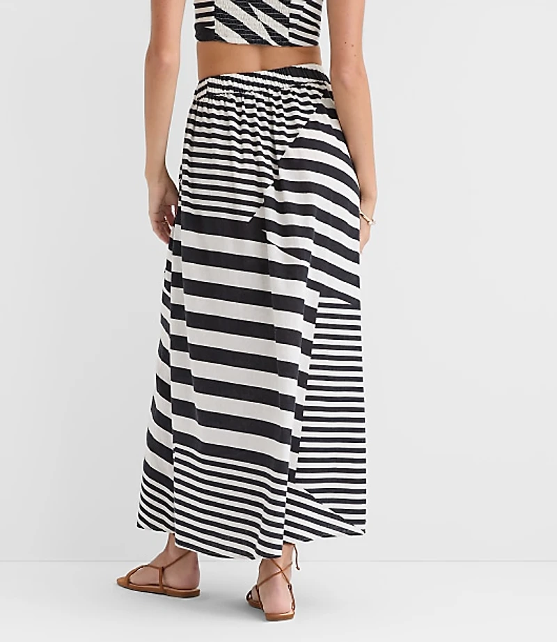 LOFT Beach Striped Linen Cotton Maxi Wrap Skirt