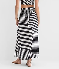 LOFT Beach Striped Linen Cotton Maxi Wrap Skirt