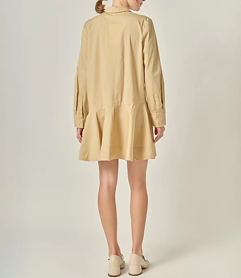 English Factory Collar Flare Skirt Dress