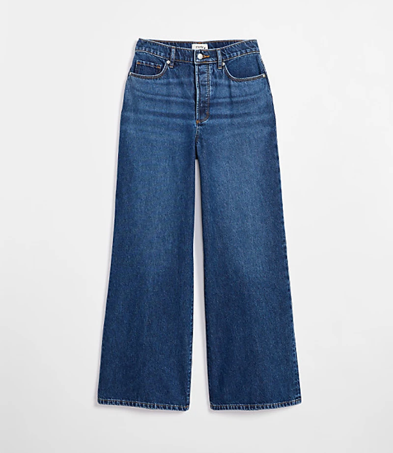 Rivete Petite Curvy High Rise Relaxed Wide Leg Jeans Mid Wash