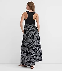 LOFT Beach Palm Mixed Media Maxi Pocket Dress