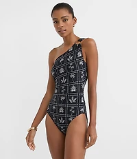 LOFT Beach Palm Ring One Shoulder Piece Swimsuit