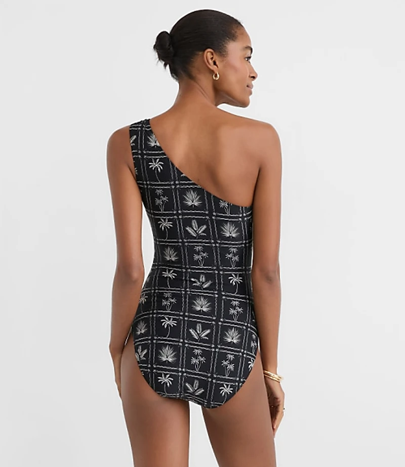 LOFT Beach Palm Ring One Shoulder Piece Swimsuit