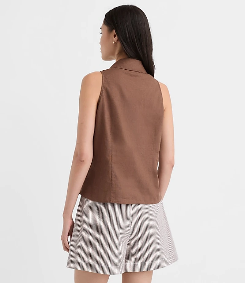 Pleated Linen Cotton Vest Top