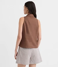 Pleated Linen Cotton Vest Top