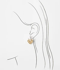 Molded Heart Drop Hoop Earrings