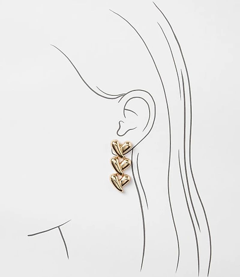 Heart Triple Drop Earrings
