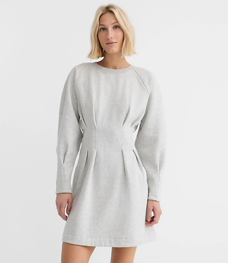 Heathered Pleated Terry Mini Dress
