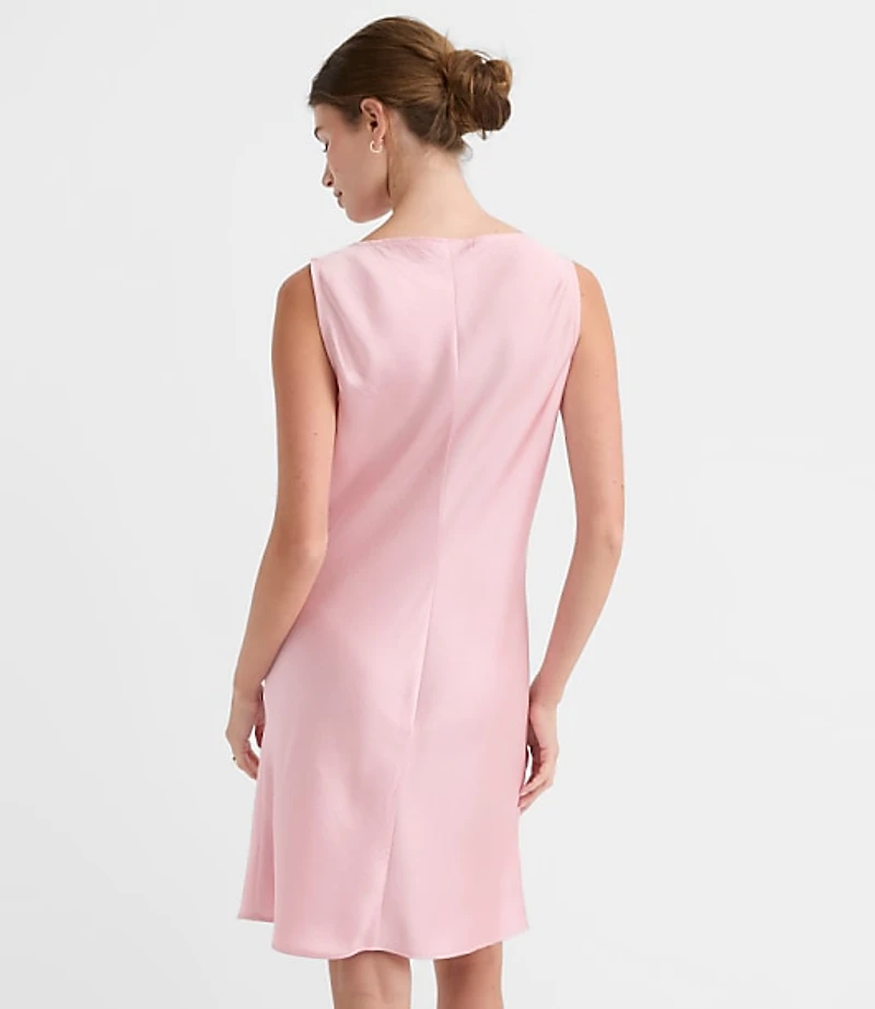 Satin Cowl Neck Bias Mini Dress