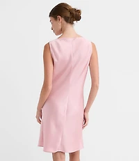 Satin Cowl Neck Bias Mini Dress