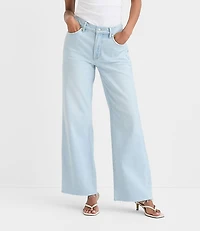 Rivete Fresh Cut Mid Rise Wide Leg Jeans Wave Wash