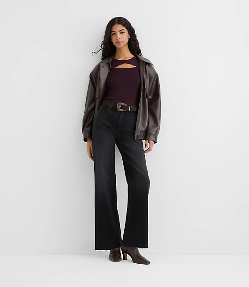Rivete Fresh Cut High Rise Wide Leg Jeans Noir Wash