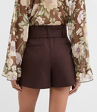 Round Buckle Belted Shorts