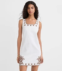 Scalloped Floral Eyelet Mini Dress