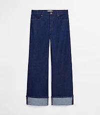 Rivete Petite Curvy Cuffed High Rise Wide Leg Jeans Nova Wash
