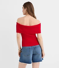 Ribbed Off The Shoulder Sweater