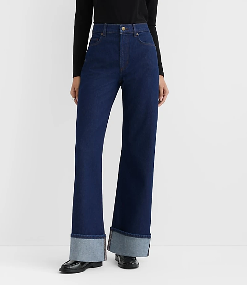 Rivete Cuffed High Rise Wide Leg Jeans Nova Wash