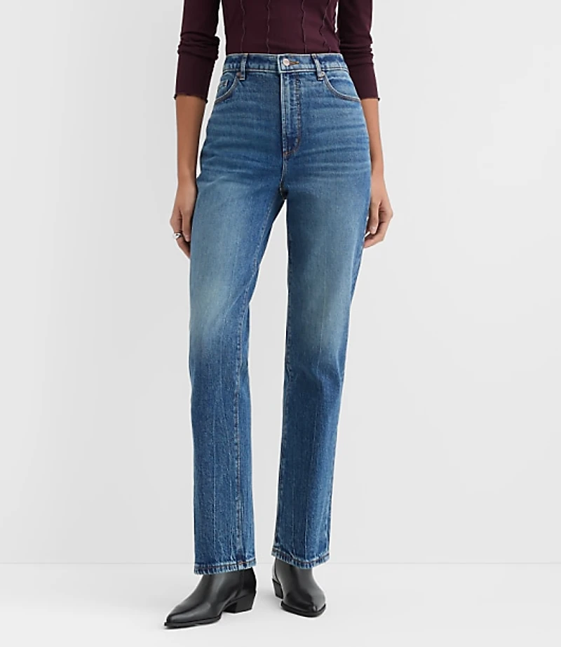 Rivete High Rise Straight Jeans Echo Wash